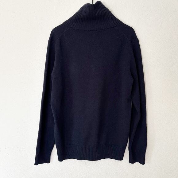 J. Crew Sweater‎ Mens 100% Lambs Wool Button Cowl Neck Navy Cozy Casual Large - Picture 5 of 7